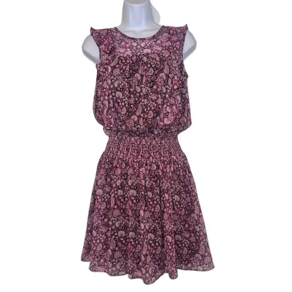 Shoshanna Dalila Silk Popover Pink Floral feminine cottagecore Dress Size 2
